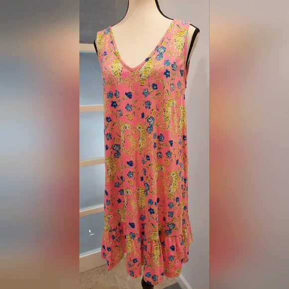 Lilly Pulitzer Pink Dress with Blue and Yellow Floral Design - Picture 1 of 5